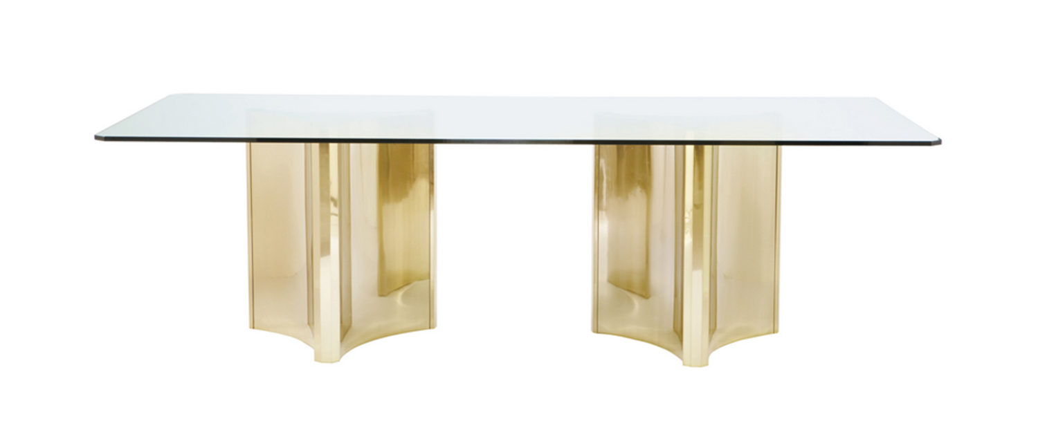 Bernhardt Interiors -Metal Dining Table with Glass Top